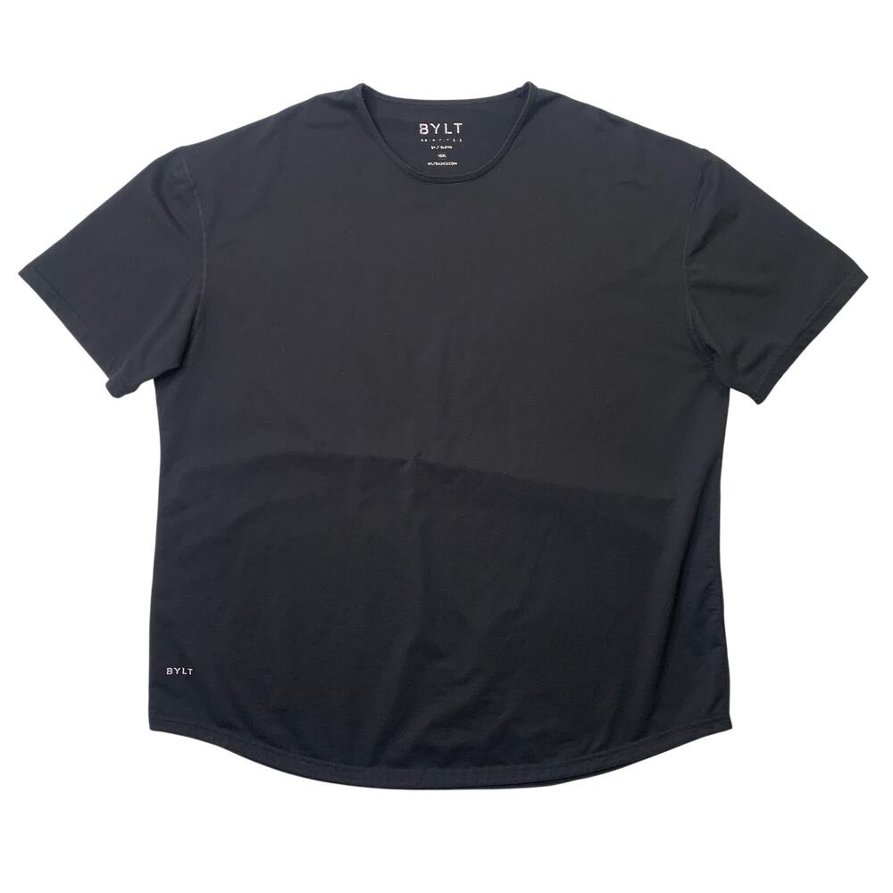 BYLT Shirt Mens 3XL Black Drop Cut Short Sleeve Crew Stretch Lightweight Muscle